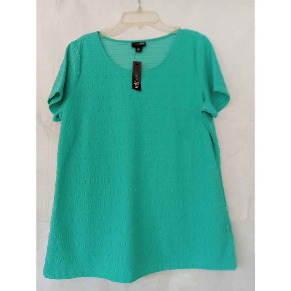East 5th Essentials Teal Textured Short Sleeve Tunic Top Shirt Plus Size